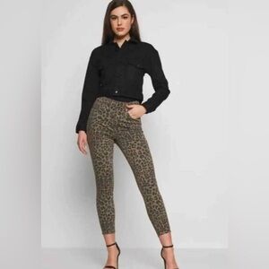 Good American Leopard Print Cropped Pants size 0